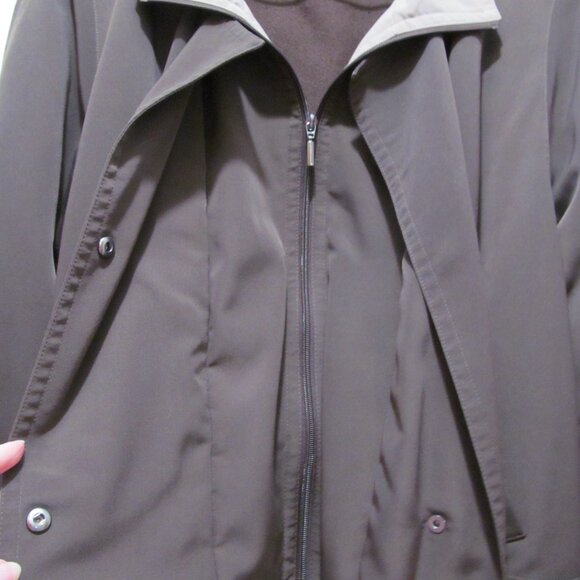 Gallery Womens Coat ~ Zip Out Liner ~ Snap Front ~ Brown & Mushroom Taupe Sz 1X - Picture 3 of 16
